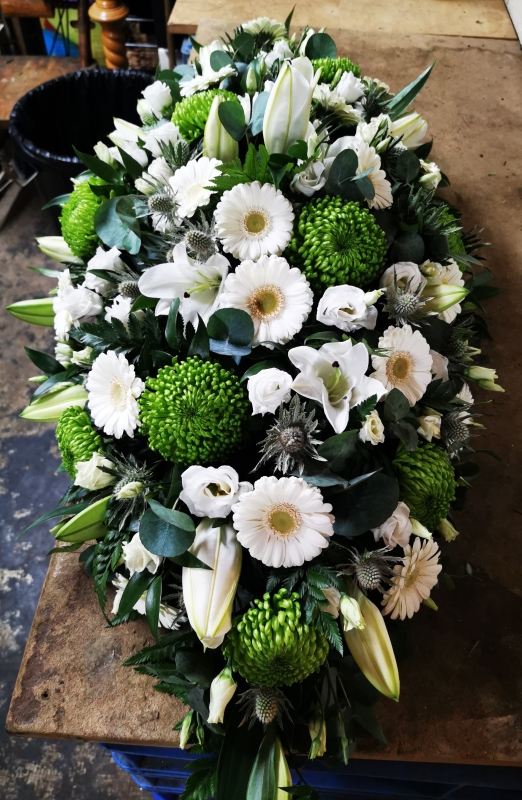 White and Green Casket Spray